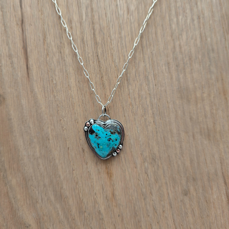 Blue Ice Turquoise Heart Necklace