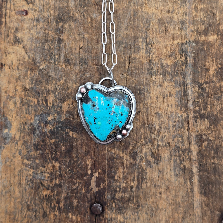 Blue Ice Turquoise Heart Necklace