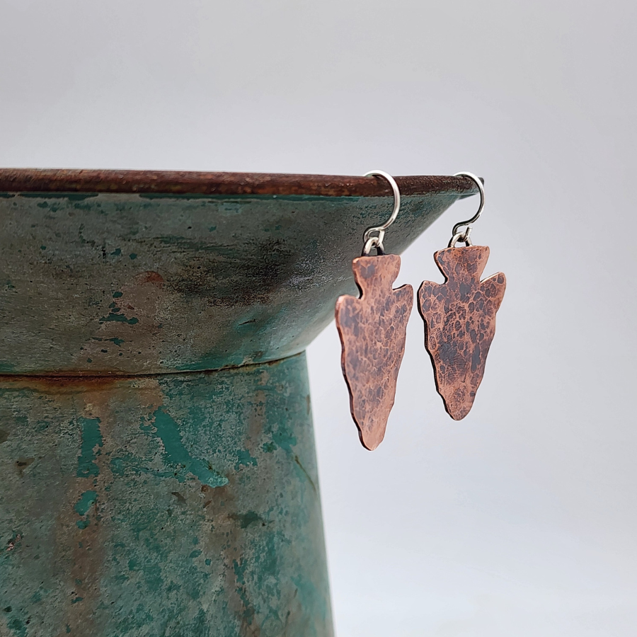 Copper Arrowhead Earrings