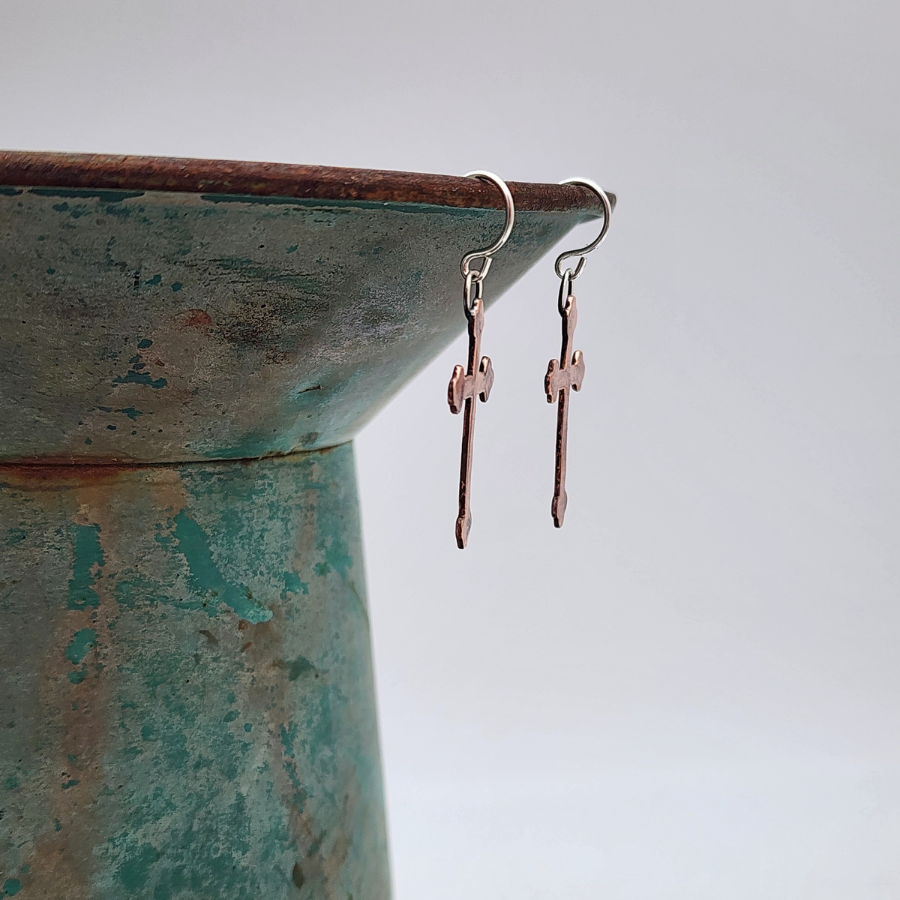 Copper Cross Earrings