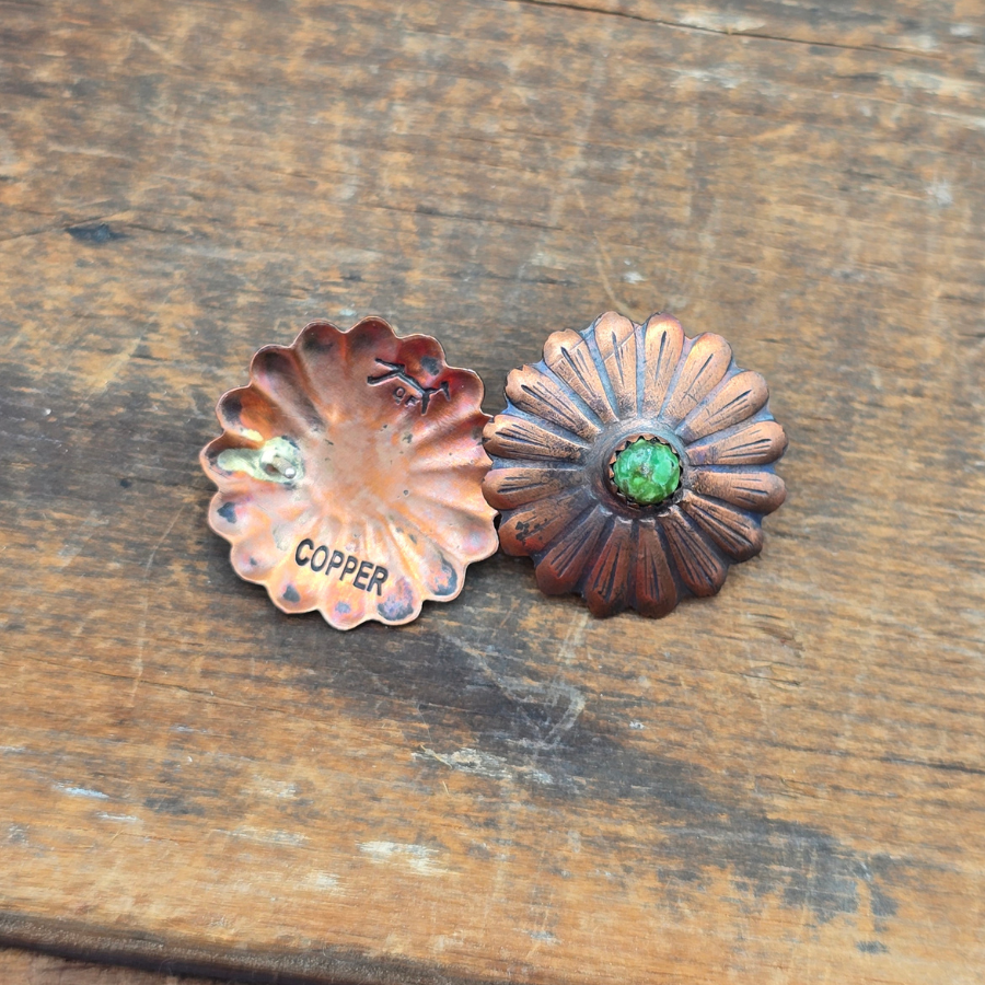 Copper and Turquoise Flower Earrings