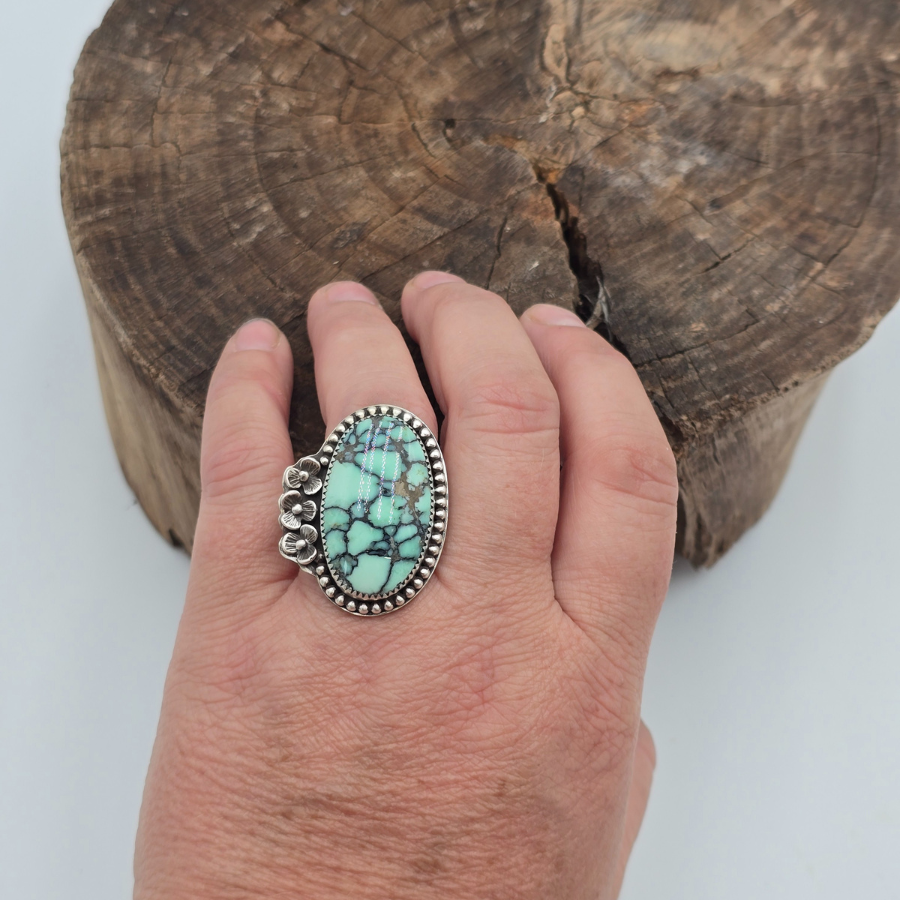 Desert Bloom Variscite and Flowers Ring