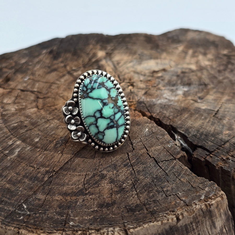Desert Bloom Variscite and Flowers Ring