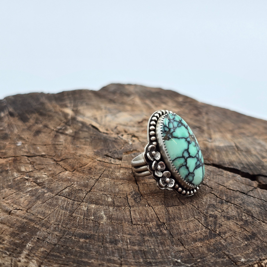Desert Bloom Variscite and Flowers Ring