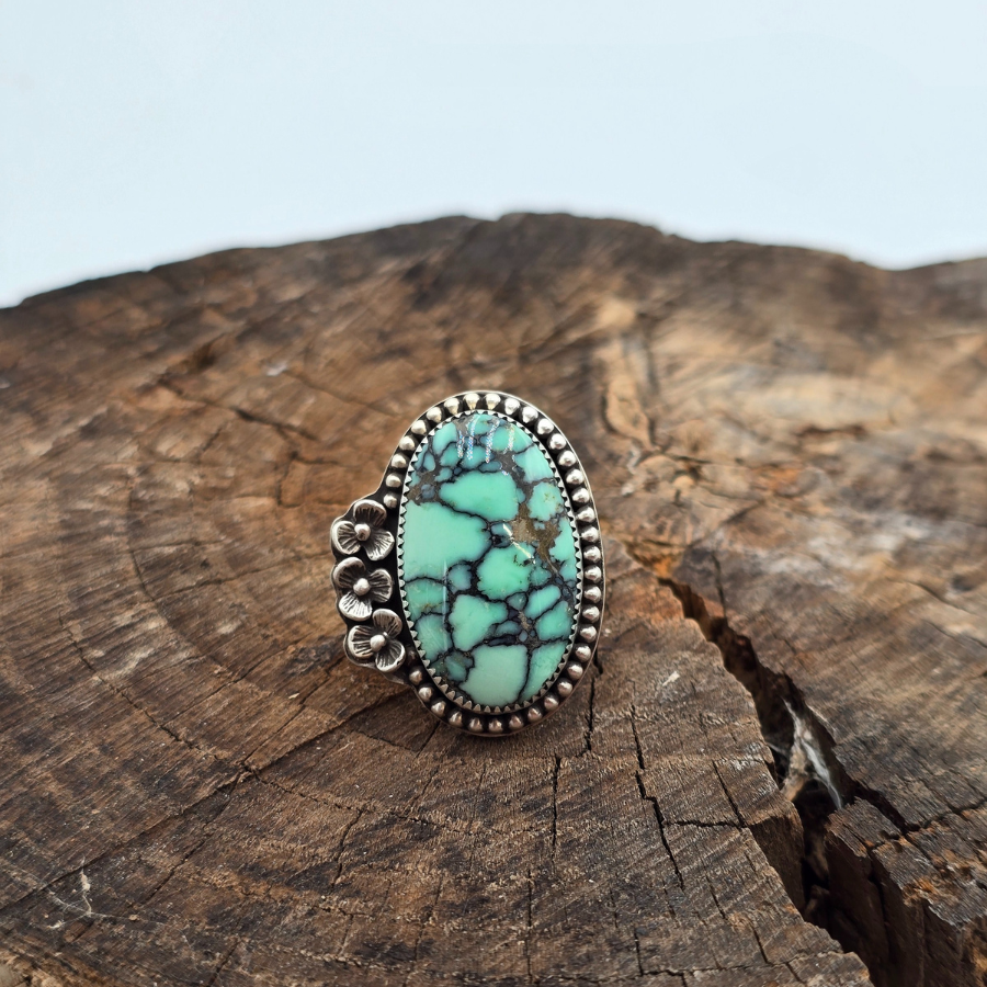 Desert Bloom Variscite and Flowers Ring