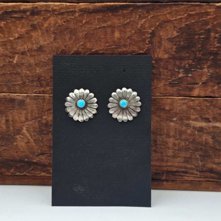 Flower Concho Turquoise Earrings
