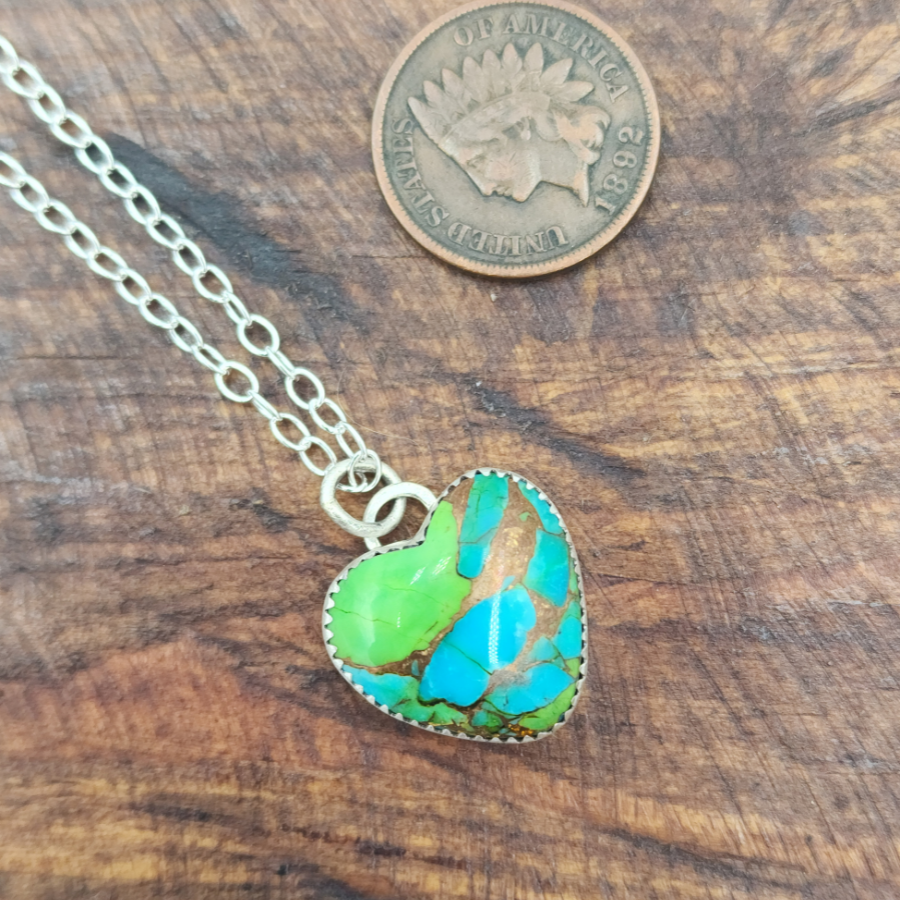 Green Mohave Heart Necklace
