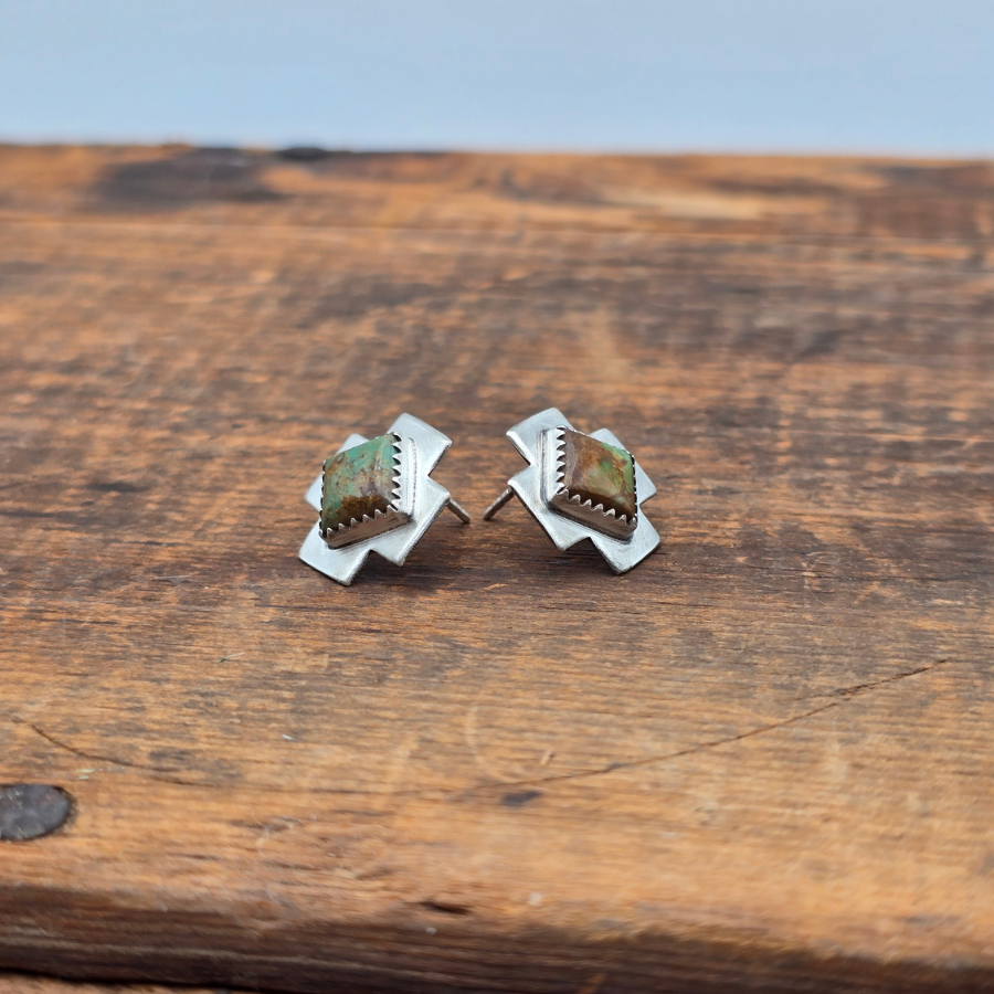 Kingman Turquoise Cross Studs