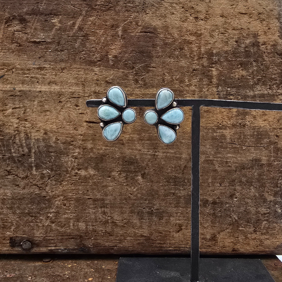 Larimar Half Cluster Earrings