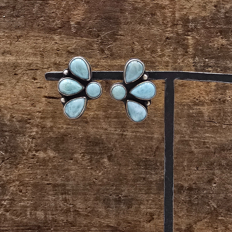 Larimar Half Cluster Earrings