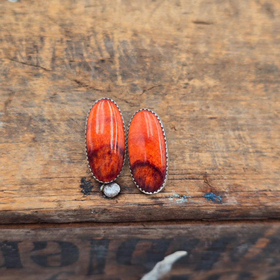 Orange Spiny Oyster Earrings