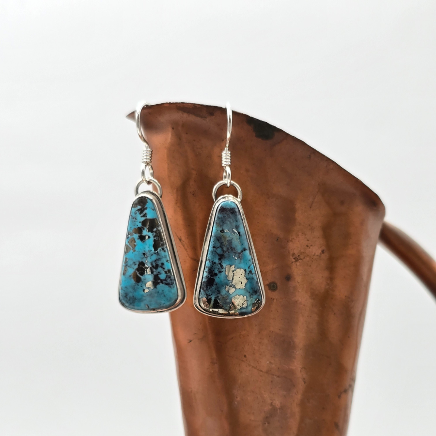 Persian Turquoise Triangle Dangle Earrings