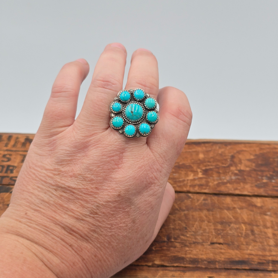 Pilot Mountain Turquoise Cluster Ring