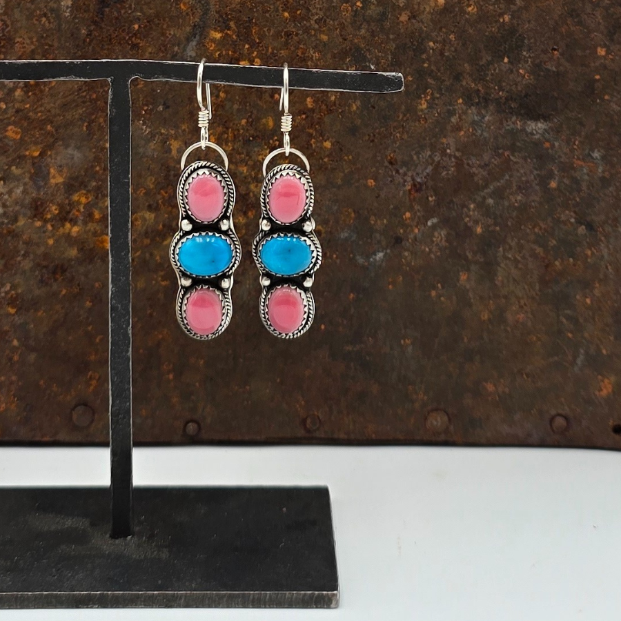 Pink Conch and Kingman Earrings