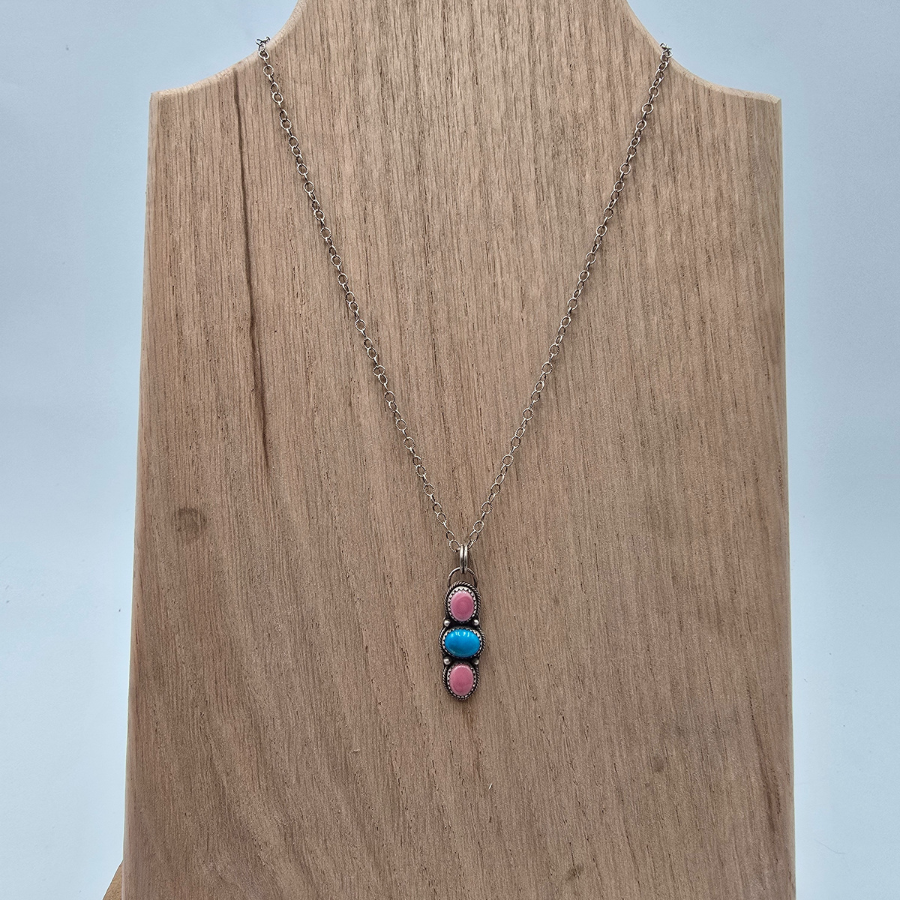 Pink Conch and Kingman Necklace