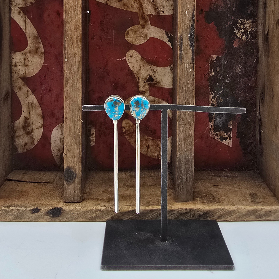 Pyrite Persian Blue Turquoise Earrings