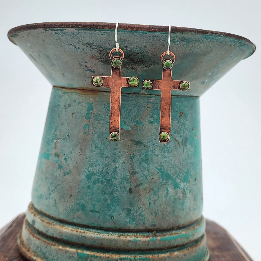 Sonoran Gold Turquoise and Copper Earrings