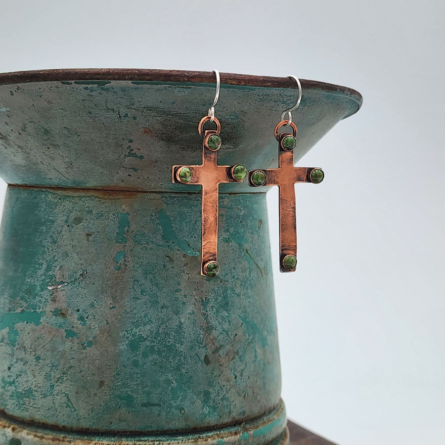 Sonoran Gold Turquoise and Copper Earrings