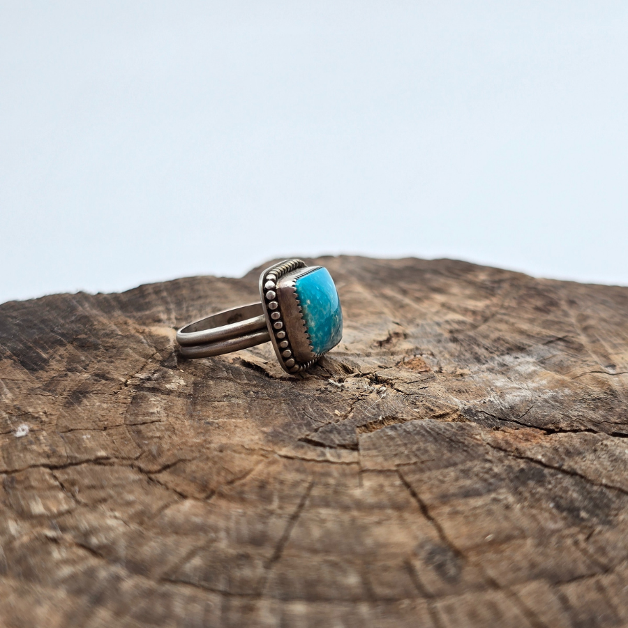 Square Kingman Turquoise Ring