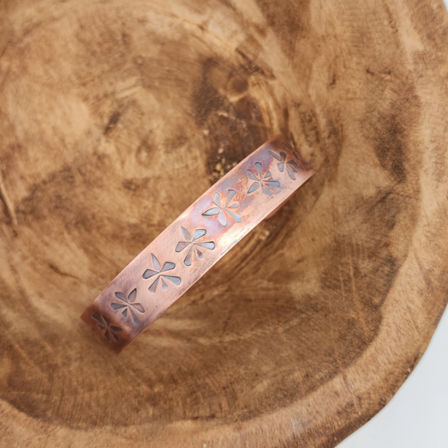 Tumbling Dragonfly 1/2 in Copper Bracelet