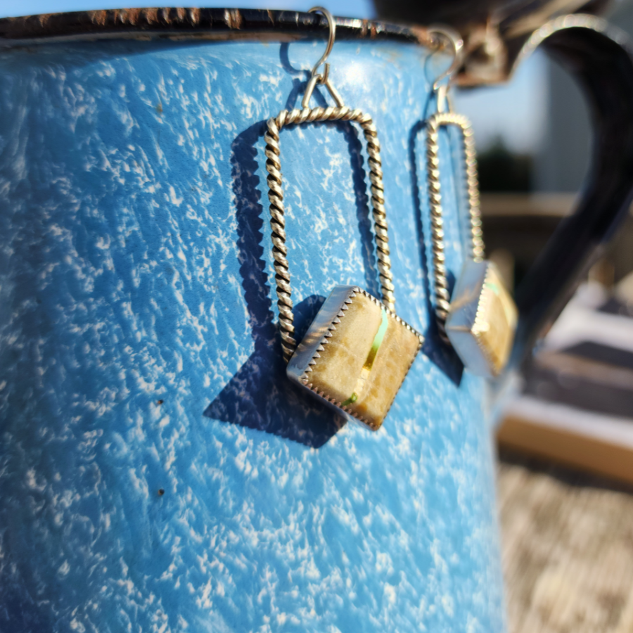 Square Royston Turquoise Earrings