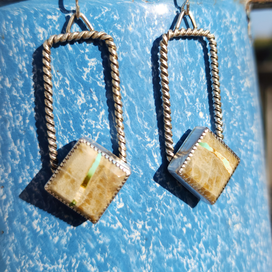 Square Royston Turquoise Earrings