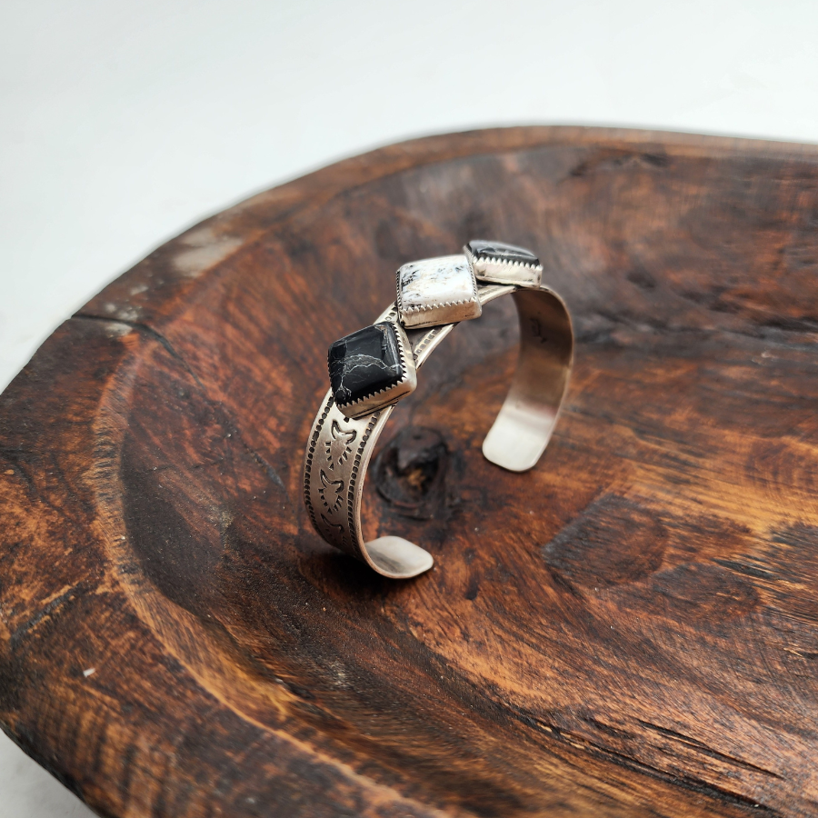 White Buffalo 3 Stone Bracelet