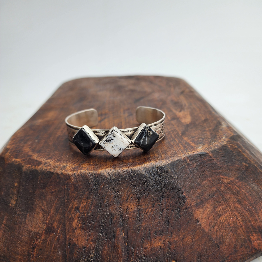 White Buffalo 3 Stone Bracelet