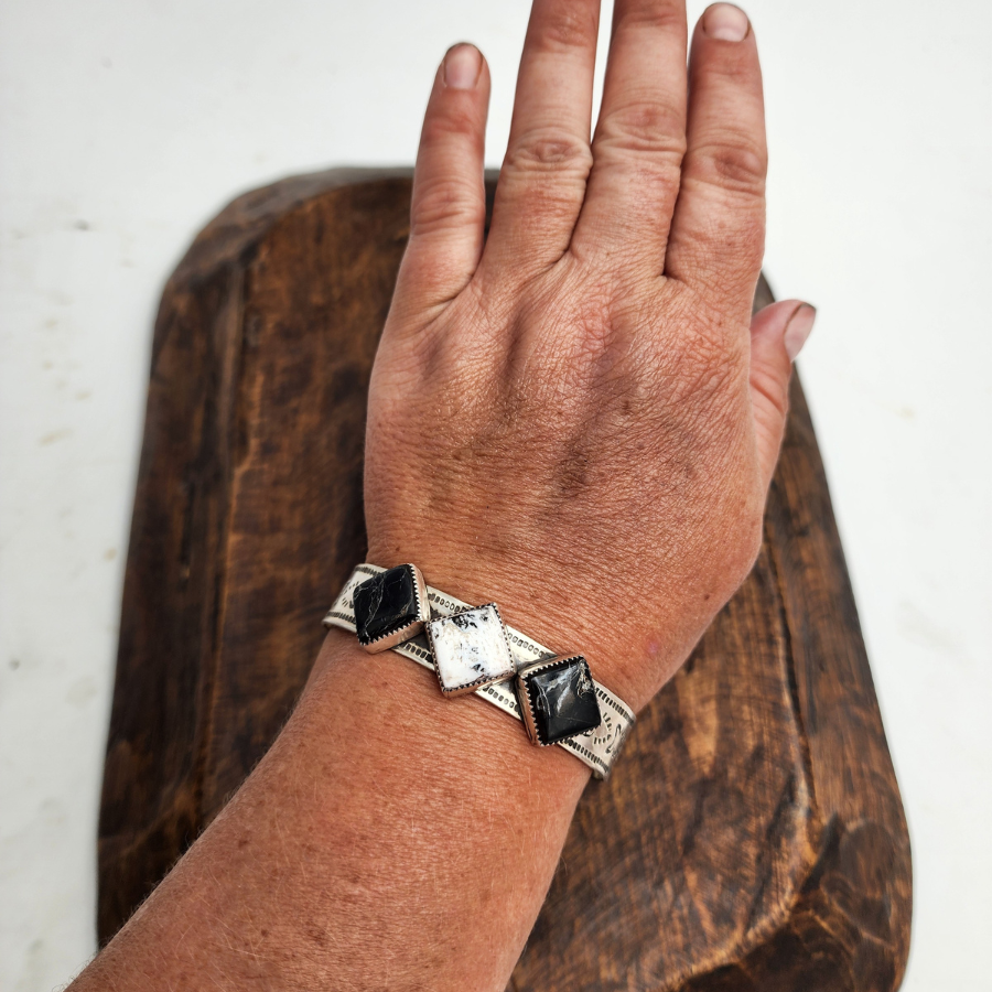White Buffalo 3 Stone Bracelet