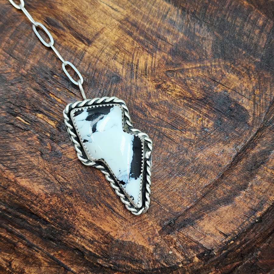 White Buffalo Lightning Bolt Necklace