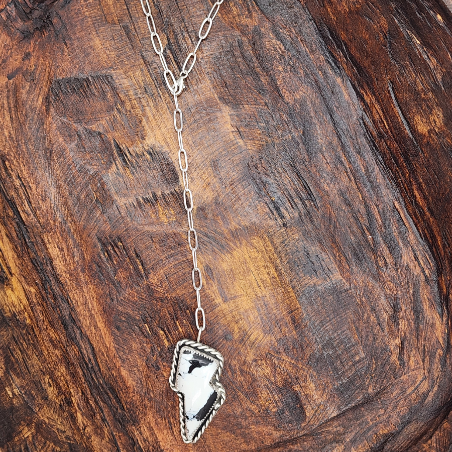 White Buffalo Lightning Bolt Necklace