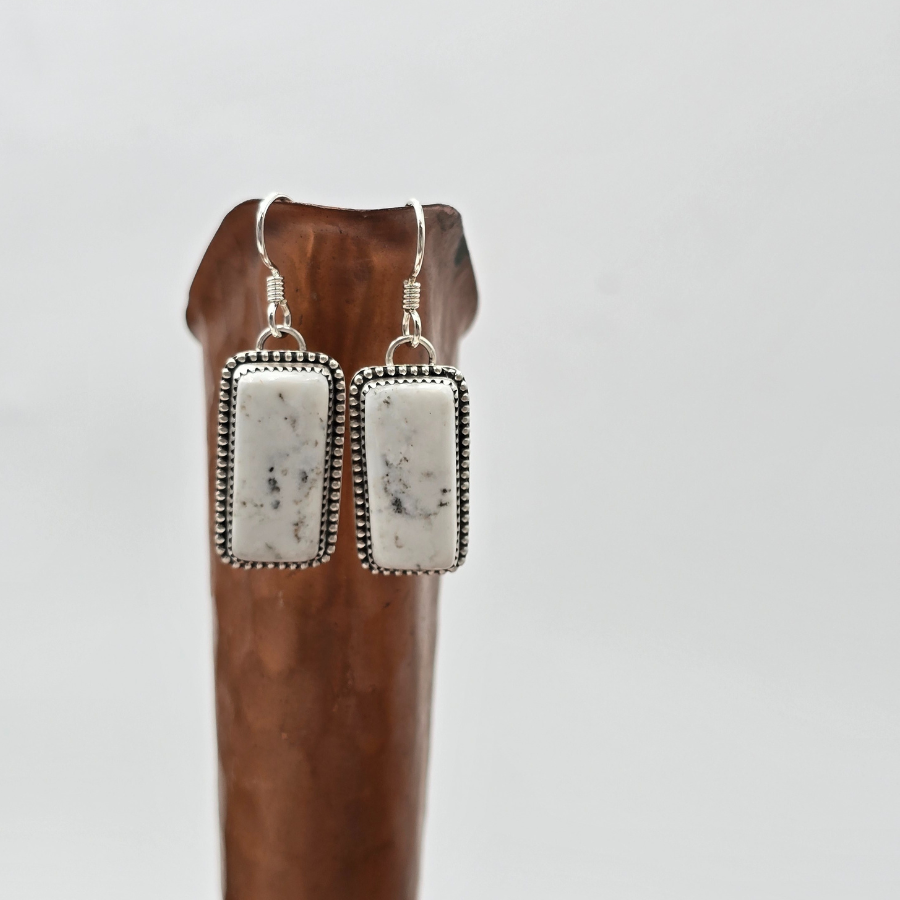 White Buffalo Raindrop Dangle Earrings