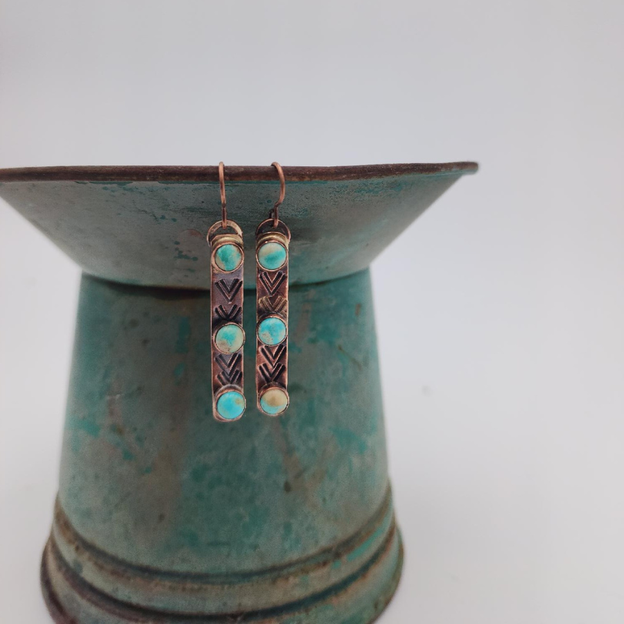 American Mined Turquoise Copper Earrings