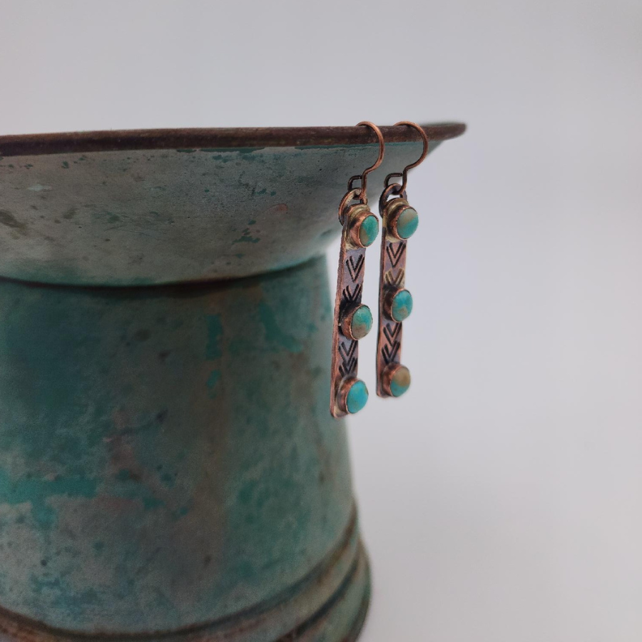 American Mined Turquoise Copper Earrings