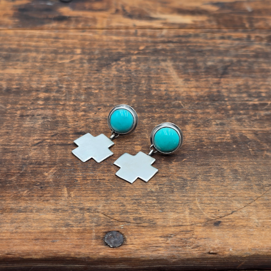 Apache Turquoise and Cross Earrings