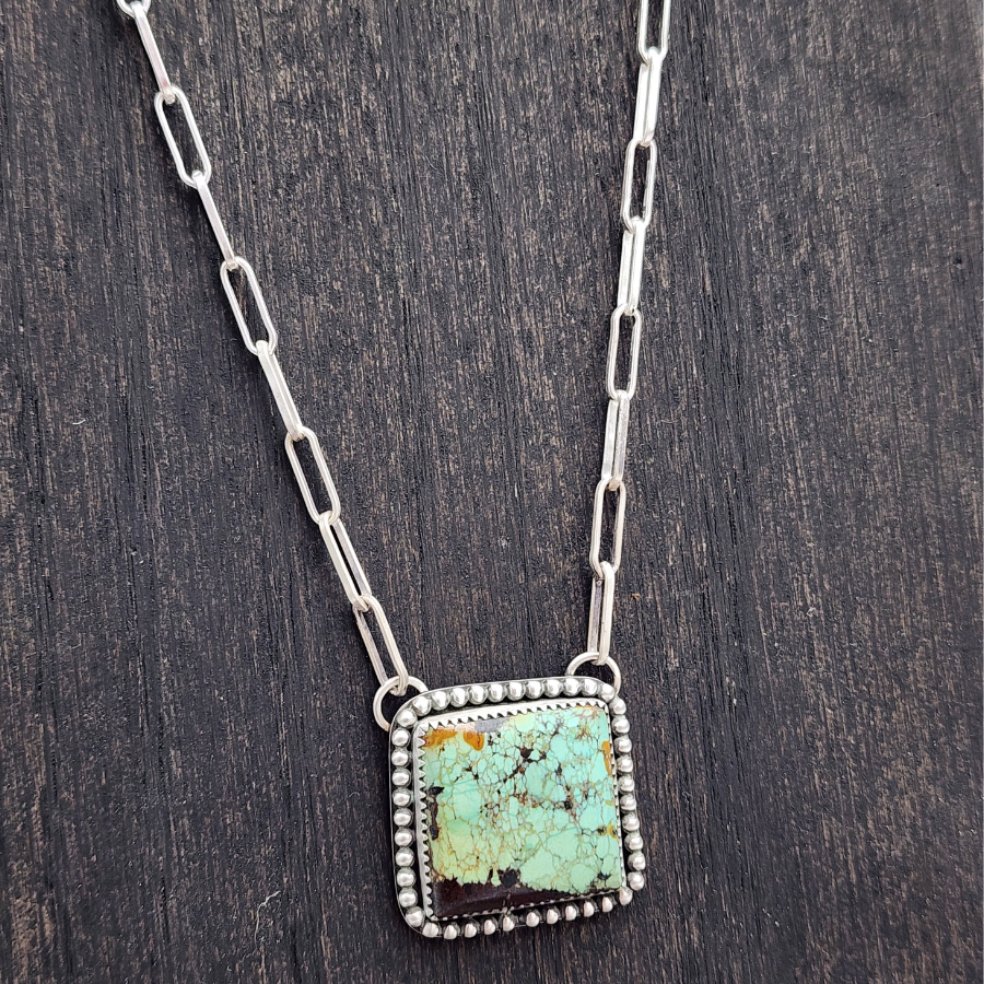Blackjack Turquoise Square Necklace