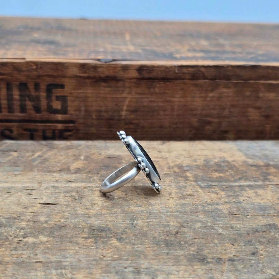 Blackjack Oval and Raindrop Ring