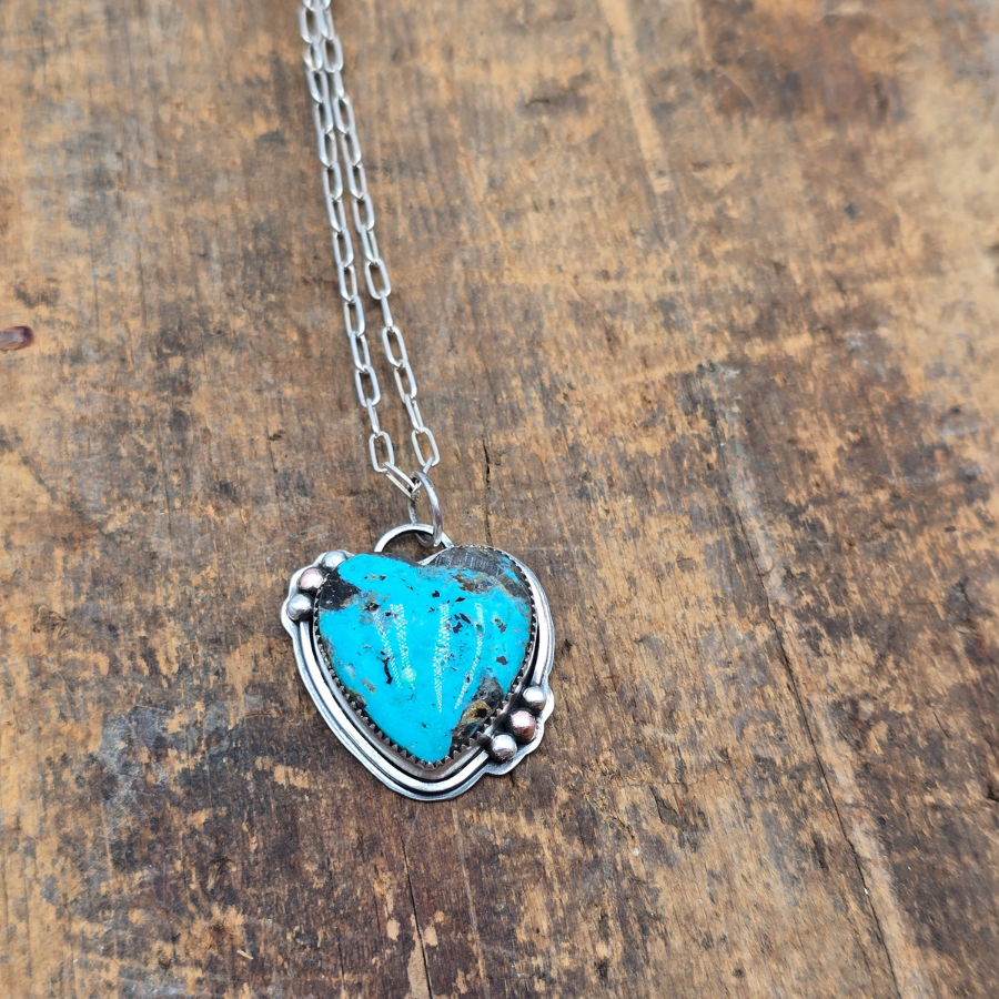 Blue Ice Turquoise Heart Necklace