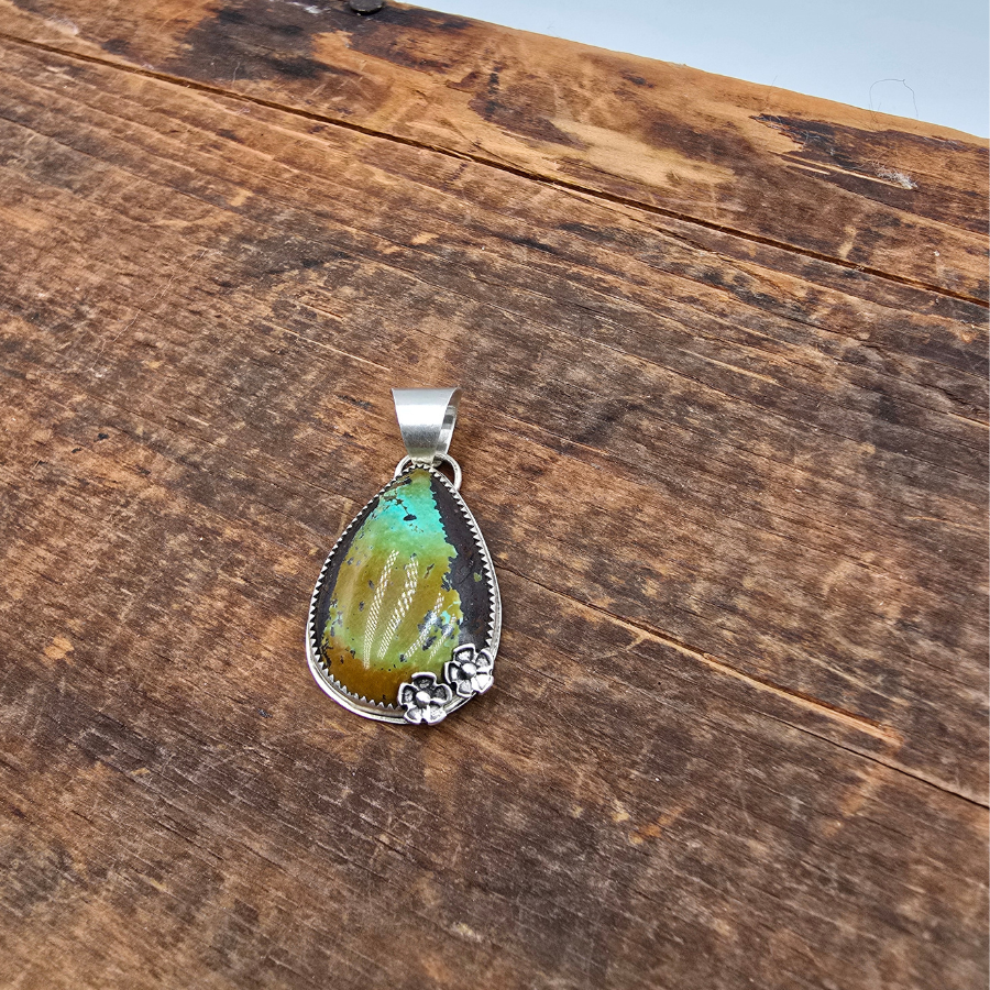 Blue Moon Turquoise and Flowers Pendant