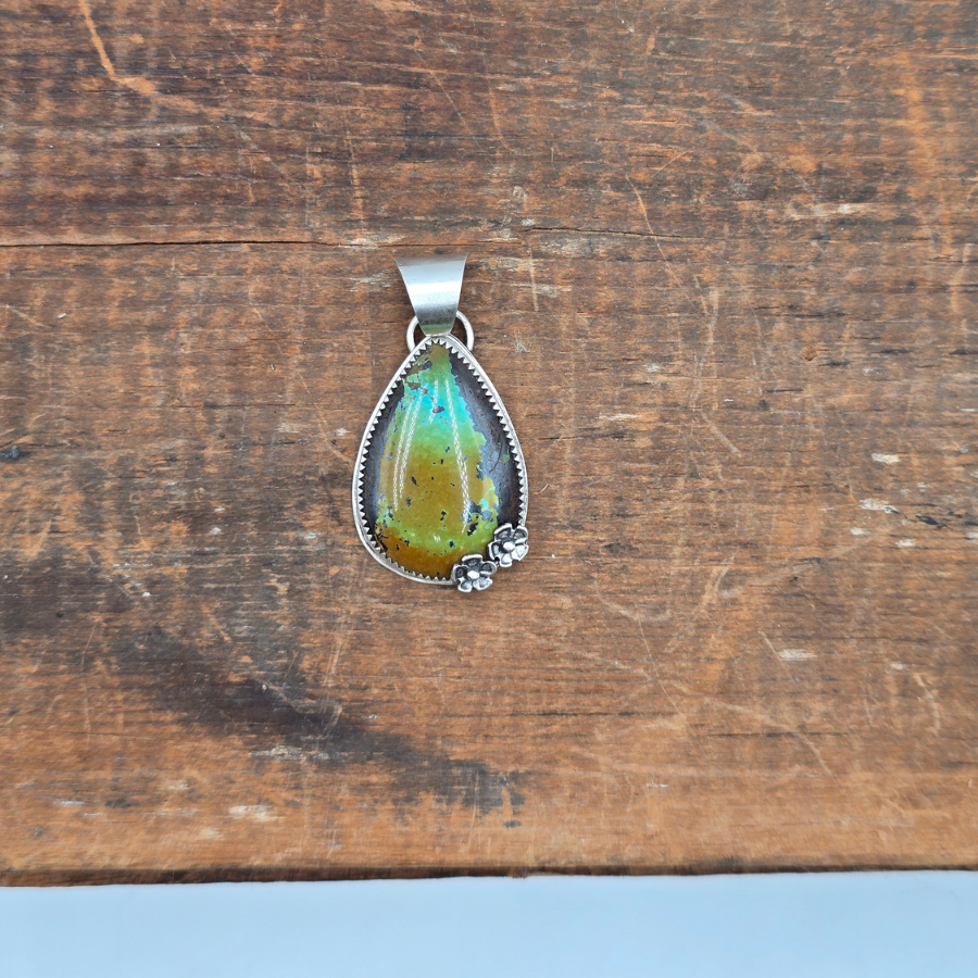 Blue Moon Turquoise and Flowers Pendant