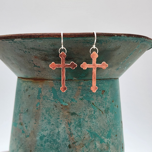 Copper Cross Earrings