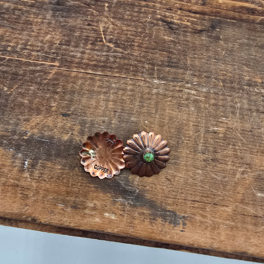 Copper and Turquoise Flower Earrings