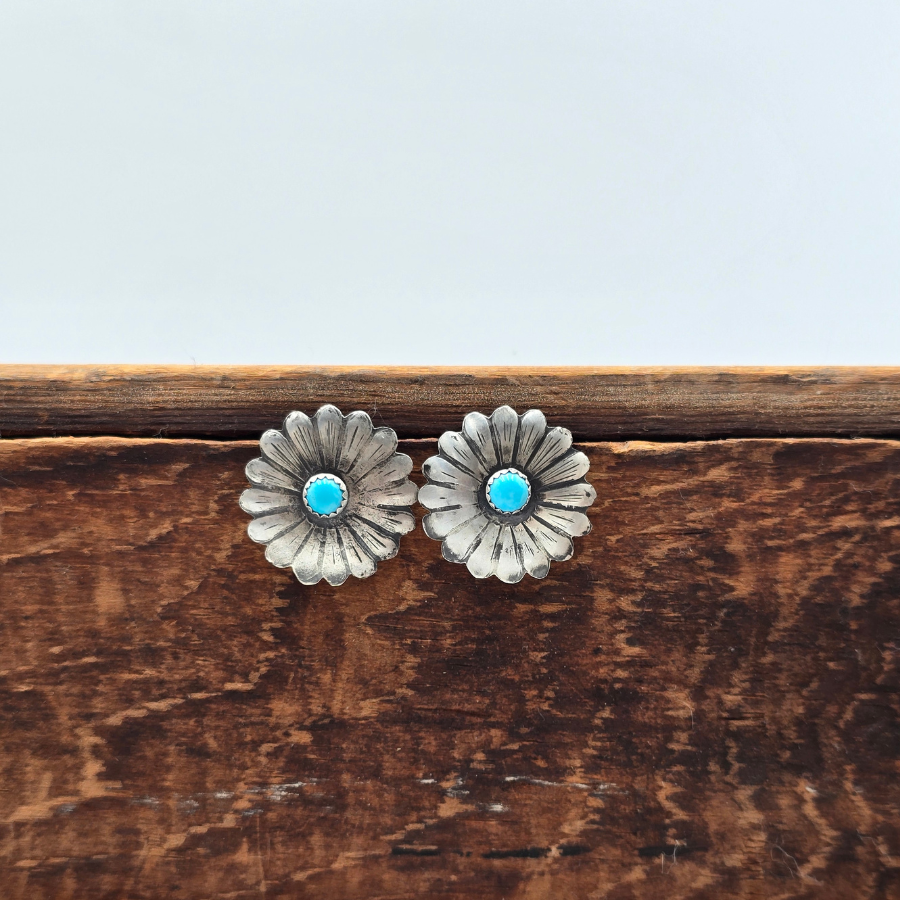 Flower Concho Turquoise Earrings