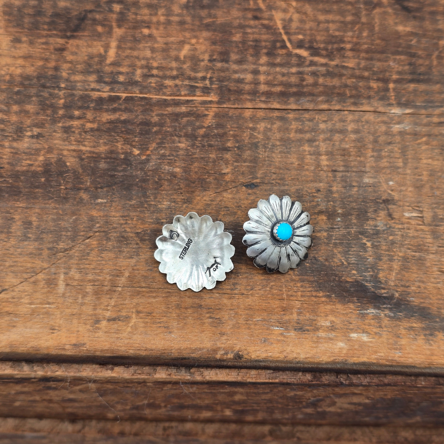 Flower Concho Turquoise Earrings