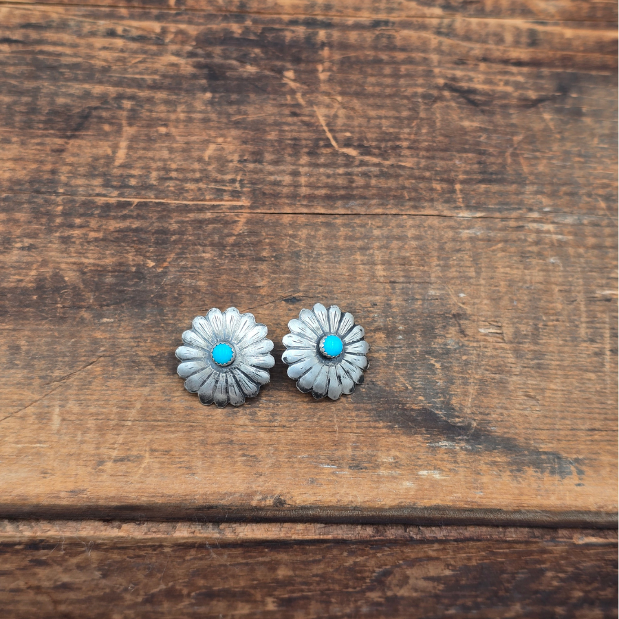 Flower Concho Turquoise Earrings