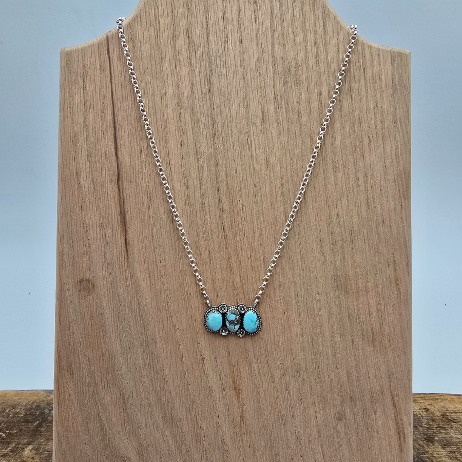 Golden Hill and Flowers Bar Necklace