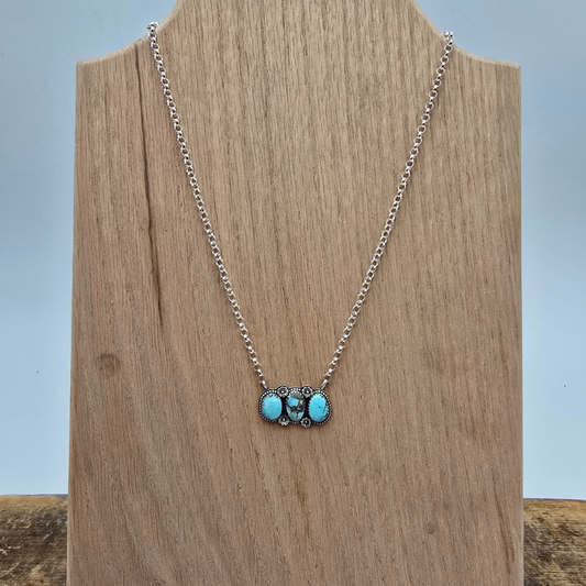 Golden Hill and Flowers Bar Necklace