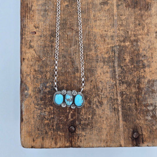 Golden Hill and Flowers Bar Necklace