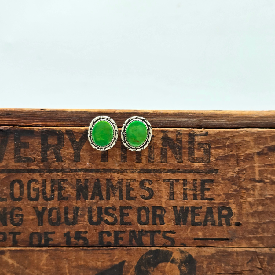 Green Manhattan Stud Earrings
