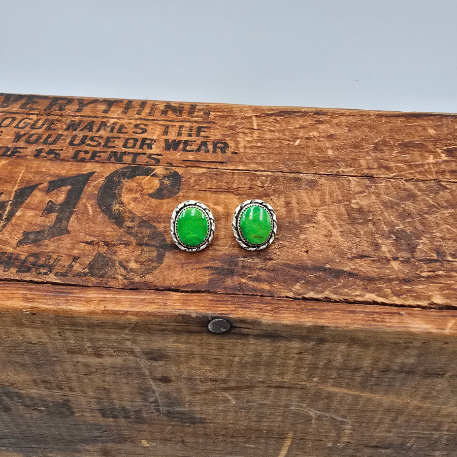 Green Manhattan Stud Earrings